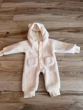 Jamie Kay Cream Sherpa Hooded Baby One-Piece